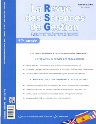 La Revue des Sciences de Gestion N° 314